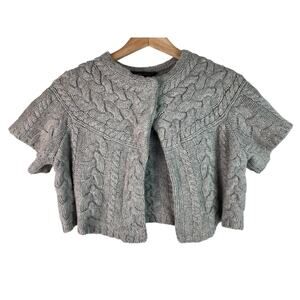 BCBGMaxazria Women's XS Gray Cable Knit 100% Wool Shrug Sweater *